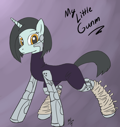 Size: 2551x2707 | Tagged: safe, artist:overkenzie, cyborg, pony, unicorn, alita, battle angel alita, catsuit, gally, high res, ponified, solo