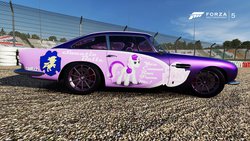 Size: 1191x670 | Tagged: safe, artist:lunasillhouette, sweetie belle, g4, aston martin, aston martin db5, car, forza motorsport, forza motorsport 5