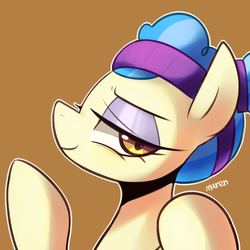 Size: 1450x1450 | Tagged: safe, artist:maren, sapphire shores, earth pony, pony, g4, bedroom eyes, eyeshadow, female, headband, looking at you, mare, smiling, solo