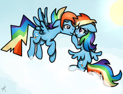 Size: 1019x784 | Tagged: safe, artist:monnarcha, rainbow dash, g4, female, male, rainbow blitz, rule 63, self ponidox, selfcest, ship:dashblitz, shipping, straight