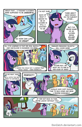 Size: 792x1224 | Tagged: safe, artist:donzatch, applejack, fluttershy, pinkie pie, rainbow dash, rarity, twilight sparkle, alicorn, pony, comic:tale of twilight, g4, comic, female, mane six, mare, twilight sparkle (alicorn)