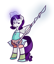 Size: 842x1000 | Tagged: safe, artist:php52, rarity, pony, unicorn, g4, bipedal, clothes, cosplay, dress, female, magic, mare, pearl (steven universe), solo, spear, steven universe, weapon