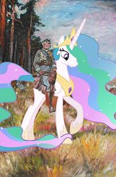 Size: 471x720 | Tagged: safe, artist:olahughson, princess celestia, g4, fine art parody, marshall piłsudski, piłsudski on horseback, poland, tribrony