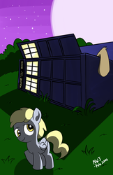 Size: 3300x5100 | Tagged: safe, artist:naivewolfjosh, derpy hooves, doctor whooves, time turner, g4, doctor who, filly, tardis