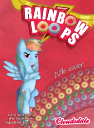 Size: 650x890 | Tagged: safe, artist:wave-realm, rainbow dash, g4, advertisement, cereal, female, food, parody, solo