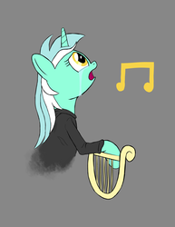 Size: 2975x3850 | Tagged: safe, artist:zaponator, lyra heartstrings, fanfic:background pony, g4, background pony, female, high res, lyre, musical instrument, ponies wearing black, solo