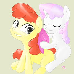 Size: 3000x3000 | Tagged: safe, artist:ab, apple bloom, sweetie belle, g4, high res