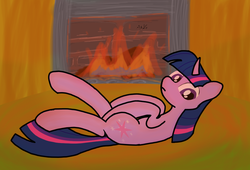 Size: 1142x777 | Tagged: safe, artist:mang, twilight sparkle, g4, female, fireplace, solo