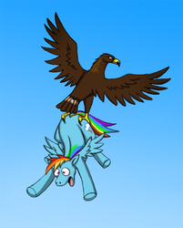 Size: 500x622 | Tagged: safe, artist:bullterrierka, rainbow dash, that friggen eagle, bird, eagle, pegasus, pony, g4, butt grab, butt touch, female, grope, mare, underhoof