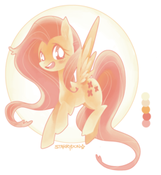 Size: 900x978 | Tagged: safe, artist:starrypon, fluttershy, g4, color palette, female, limited palette, looking at you, simple background, solo, spread wings
