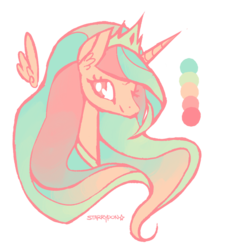 Size: 900x976 | Tagged: safe, artist:starrypon, princess celestia, pony, g4, bust, color palette, female, limited palette, looking at you, mare, simple background, smiling, solo, transparent background