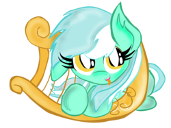 Size: 3296x2472 | Tagged: safe, artist:kelsey139, lyra heartstrings, g4, female, filly, filly lyra, high res, lyre, solo, stuck, younger