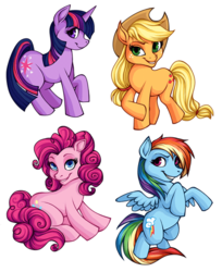 Size: 500x614 | Tagged: safe, artist:kaalashnikov, applejack, pinkie pie, rainbow dash, twilight sparkle, g4, sticker