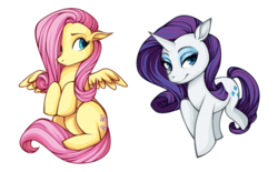 Size: 500x310 | Tagged: safe, artist:kaalashnikov, fluttershy, rarity, g4, sticker