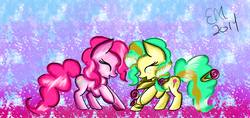 Size: 1024x482 | Tagged: safe, artist:liz-moon, pinkie pie, oc, oc:sunshine mint pie, g4