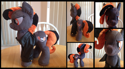 Size: 1024x567 | Tagged: safe, artist:noxxplush, oc, oc only, oc:road hog, clothes, harley davidson, irl, jacket, leather jacket, photo, plushie, solo