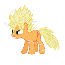 Size: 5000x5000 | Tagged: safe, artist:jordanb22, applejack, earth pony, pony, g4, absurd resolution, aura, dragon ball, dragon ball z, electricity, female, frown, glare, gritted teeth, mare, simple background, solo, super saiyan 2, transparent background, vector