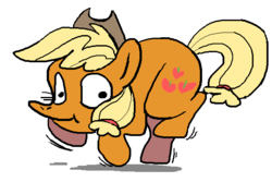 Size: 600x400 | Tagged: safe, artist:snaximation, applejack, g4, female, sneaking, solo