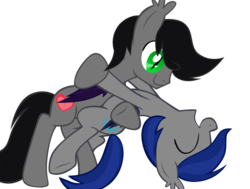 Size: 5000x3785 | Tagged: safe, artist:chip, oc, oc only, oc:aux, oc:hekesuh, bat pony, pony, dancing, male, simple background, smiling, transparent background, trap, vector