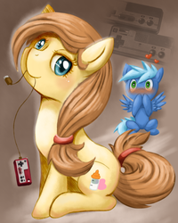 Size: 739x923 | Tagged: safe, artist:vavacung, oc, oc only, oc:cream heart, earth pony, pony, colt, earth pony oc, famicom, female, foal, heart, male, mare, nintendo