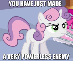 Size: 722x608 | Tagged: safe, edit, edited screencap, screencap, sweetie belle, pony, unicorn, g4, angry, cute, female, filly, foal, frown, glare, image macro, meme, solo, sweetie belle is not amused, the simpsons
