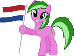 Size: 8457x6400 | Tagged: safe, artist:parclytaxel, oc, oc only, earth pony, pony, .svg available, absurd resolution, dutch, flag, flagpole, leaf, looking at you, nation ponies, netherlands, overijssel, ponified, province, province pony, provinciepaarden, simple background, smiling, solo, story included, transparent background, vector
