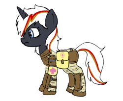 Size: 850x700 | Tagged: safe, artist:glue123, oc, oc only, oc:velvet remedy, pony, unicorn, fallout equestria, armor, fallout, fanfic, fanfic art, female, fluttershy medical saddlebag, horn, mare, medical saddlebag, saddle bag, simple background, solo, transparent background