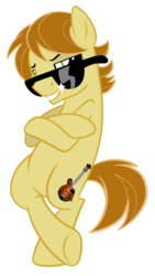 Size: 1023x1820 | Tagged: safe, artist:centchi, mandopony, earth pony, pony, g4, bipedal, male, simple background, solo, stallion, sunglasses, transparent background