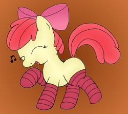 Size: 1800x1601 | Tagged: safe, artist:an-tonio, artist:lord waite, apple bloom, g4, clothes, colored, dancing, female, music notes, socks, solo, striped socks