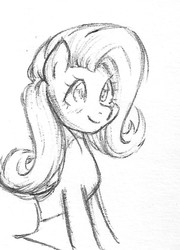 Size: 894x1240 | Tagged: safe, artist:doomcakes, fluttershy, g4, female, monochrome, solo, traditional art