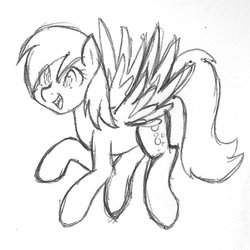 Size: 1024x1025 | Tagged: safe, artist:doomcakes, derpy hooves, pegasus, pony, g4, female, mare, monochrome, solo, traditional art