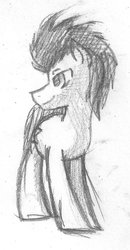 Size: 1024x1968 | Tagged: safe, artist:doomcakes, doctor whooves, time turner, earth pony, pony, g4, male, monochrome, solo, stallion, traditional art