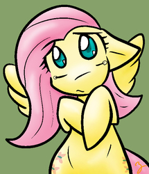 Size: 536x623 | Tagged: safe, artist:zutcha, fluttershy, pegasus, pony, g4, female, floppy ears, green background, hooves to the chest, mare, puppy dog eyes, simple background, solo, spread wings, teary eyes, wings