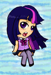 Size: 615x906 | Tagged: dead source, safe, artist:terpa-apret, twilight sparkle, human, g4, chibi, female, humanized, pixiv, solo