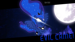 Size: 2560x1440 | Tagged: safe, artist:ahmedooy, artist:baka-neku, princess luna, g4, female, glowing eyes, mare in the moon, moon, solo, vector, wallpaper