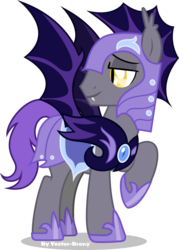 Size: 1024x1434 | Tagged: safe, artist:vector-brony, oc, oc only, oc:stygius, bat pony, pony, fallout equestria, fallout equestria: project horizons, armor, fallout, simple background, solo, transparent background
