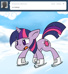 Size: 650x700 | Tagged: safe, artist:lustrous-dreams, twilight sparkle, pony, unicorn, ask filly twilight, g4, ask, cutie mark, female, filly, ice, ice skates, ice skating, solo, tumblr, younger