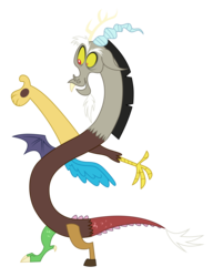 Size: 5141x6693 | Tagged: safe, artist:estories, discord, draconequus, three's a crowd, absurd resolution, cute, discute, fangs, grin, looking at something, male, simple background, smiling, solo, spread arms, spread wings, standing, transparent background, vector, wings
