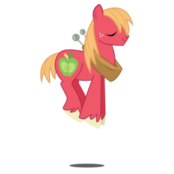Size: 3600x3600 | Tagged: safe, artist:sircinnamon, big macintosh, earth pony, pony, g4, eyes closed, high res, hopping, male, pronking, simple background, smiling, solo, stallion, transparent background, vector