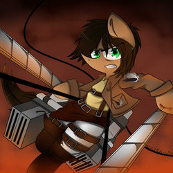 Size: 894x894 | Tagged: safe, artist:scootaloocuteness, pony, attack on titan, eren jaeger, ponified, solo