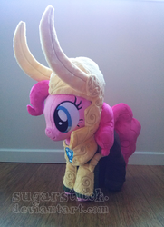 Size: 624x862 | Tagged: safe, artist:sugarstitch, pinkie pie, g4, crossover, irl, loki, photo, plushie, solo