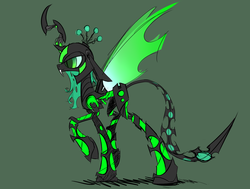Size: 1559x1181 | Tagged: safe, artist:underpable, queen chrysalis, robot, robot changeling, g4, bugbot, crossover, female, mega man (series), queen chrysabot, roboticization, solo
