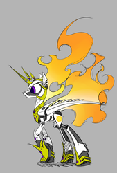 Size: 1181x1748 | Tagged: safe, artist:underpable, princess celestia, robot, g4, female, mega man (series), solo