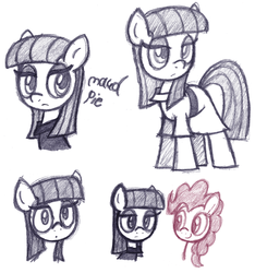 Size: 1024x1095 | Tagged: safe, artist:boulderthedragon, maud pie, pinkie pie, g4, traditional art