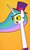 Size: 692x1153 | Tagged: safe, artist:thematrixman, princess celestia, alicorn, pony, g4, annoyed, bowtie, clothes, female, frown, glare, hat, long neck, mare, open mouth, orange background, simple background, solo, suit, sunglasses, superjail, top hat, warden, wat, yellow background