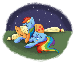 Size: 960x808 | Tagged: safe, artist:dark-pangolin, applejack, rainbow dash, earth pony, pegasus, pony, g4, female, legitimately amazing mspaint, lesbian, mare, ms paint, night, ship:appledash, shipping, sleeping