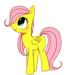 Size: 613x623 | Tagged: dead source, safe, artist:30clock, fluttershy, g4, female, filly, simple background, solo, younger