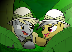 Size: 1755x1275 | Tagged: safe, artist:athlete-grizzle, daring do, derpy hooves, pegasus, pony, g4, female, mare