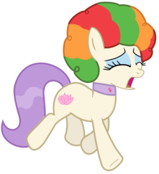 Size: 2000x2197 | Tagged: dead source, safe, artist:clitical-hit, vera, g4, the show stoppers, clown hair, eyes closed, female, frou frou, high res, sad, simple background, solo, transparent background, vector