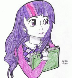 Size: 858x931 | Tagged: safe, artist:aramintaxkazemaru, twilight sparkle, human, g4, female, humanized, solo, traditional art